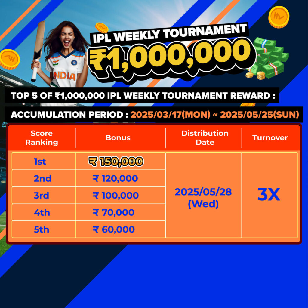 ₹1,000,000 IPL साप्ताहिक टूर्नामेंट
